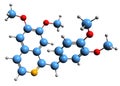 3D image of Papaverine skeletal formula Royalty Free Stock Photo