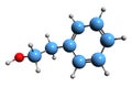 3D image of Phenethyl alcohol skeletal formula