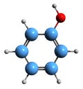 3D image of Phenol skeletal formula