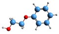 3D image of Phenoxyethanol skeletal formula