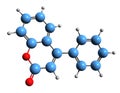 3D image of Phenylcoumarin skeletal formula Royalty Free Stock Photo