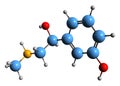 3D image of Phenylephrine skeletal formula Royalty Free Stock Photo