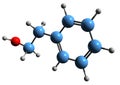 3D image of 2-phenylethanol skeletal formula