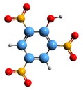 3D image of Picric acid skeletal formula