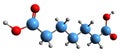 3D image of Pimelic acid skeletal formula