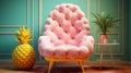 Charming 3d Pineapple Chair With Vibrant Illustration Style