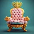 Charming 3d Pineapple Chair: Vibrant Exaggeration And Thick Texture