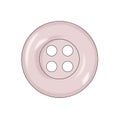 3d image of a pink button for clothing on a white isolated background. Close-up, four holes Royalty Free Stock Photo