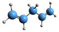 3D image of Piperylene skeletal formula Royalty Free Stock Photo