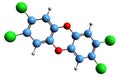 3D image of Polychlorinated dibenzodioxin skeletal formula Royalty Free Stock Photo