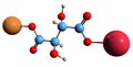 3D image of Potassium sodium tartrate skeletal formula