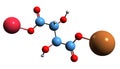 3D image of Potassium sodium tartrate skeletal formula