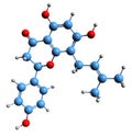 3D image of 8-Prenylnaringenin skeletal formula Royalty Free Stock Photo