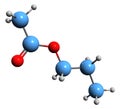 3D image of Propyl acetate skeletal formula