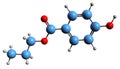 3D image of Propylparaben skeletal formula Royalty Free Stock Photo