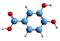 3D image of Protocatechuic acid skeletal formula
