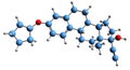 3D image of Quinestrol skeletal formula