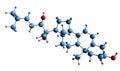 3D image of 20a,22R-Dihydroxycholesterol skeletal formula Royalty Free Stock Photo