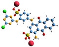 3D image of Reactive Blue 1 skeletal formula