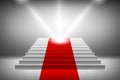 3d image of red carpet on white stair vector