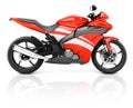 3D Image of a Red Modern Motorbike