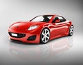 3D Image of Red Sport Car Royalty Free Stock Photo