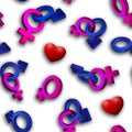 3D image, rendering Seamless pattern on a white background. The symbol of gender, gender. Venus, Mars. Heterosexual Royalty Free Stock Photo