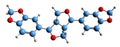 3D image of Sesamin skeletal formula Royalty Free Stock Photo