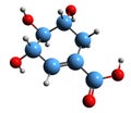 3D image of Shikimic acid skeletal formula