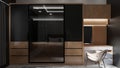 Wardrobe with a beautiful combination of black and wood laminate for your bedroom