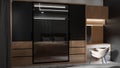 Wardrobe with a beautiful combination of black and wood laminate for your bedroom