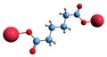 3D image of Sodium adipate skeletal formula