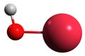 3D image of Sodium hydroxide skeletal formula Royalty Free Stock Photo