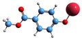 3D image of Sodium methylparaben skeletal formula