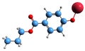 3D image of Sodium propyl para-oxybenzoate skeletal formula