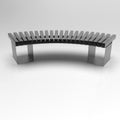 3D image street bench. Metal and wooden. Sketch Isometric 4