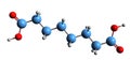 3D image of Suberic acid skeletal formula