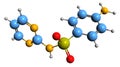 3D image of Sulfadiazine skeletal formula