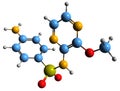 3D image of Sulfamethoxypyrazine skeletal formula