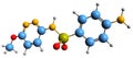 3D image of Sulfamethoxypyridazine skeletal formula