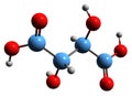 3D image of Tartaric acid skeletal formula