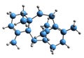 3D image of Taxadiene skeletal formula Royalty Free Stock Photo