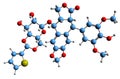 3D image of Teniposide skeletal formula