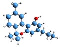 3D image of Tetrahydrocannabivarin skeletal formula Royalty Free Stock Photo