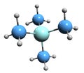 3D image of Tetramethylsilane skeletal formula Royalty Free Stock Photo