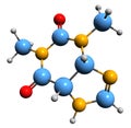 3D image of Theophylline skeletal formula Royalty Free Stock Photo