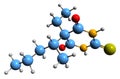 3D image of thiopental skeletal formula Royalty Free Stock Photo