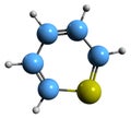 3D image of Thiopyrylium skeletal formula Royalty Free Stock Photo