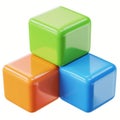Three colorful plastic cubes stacked in a triangular formation Royalty Free Stock Photo