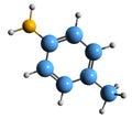 3D image of Toluidine skeletal formula Royalty Free Stock Photo